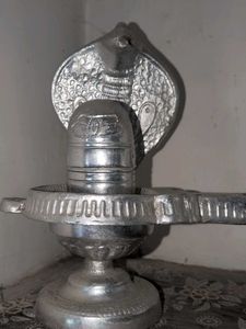 Shiva Lingam with Serpent Idol Silver Finish