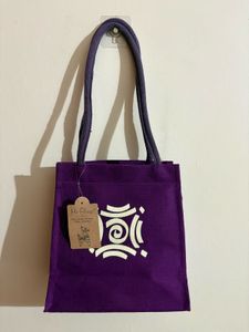 Purple Tote Bag with Decorative Print