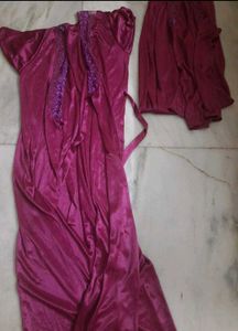 Piece Full Satin Nightgown and Shorts Set