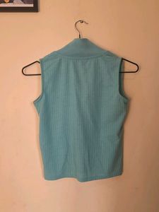 Sleeveless Teal Polo Top
