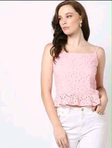 Fyre Rose Strappy Square-Neck Schiffli Top