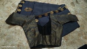 Elegant Grey Saree with Gold Border