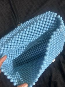 Cute Blue Beaded Daisy Handbag