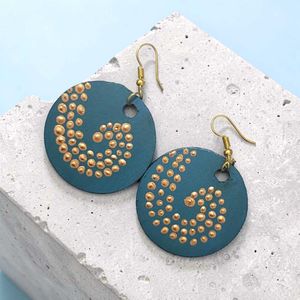 Teal Spiral Dot Earrings