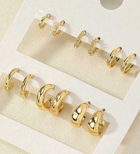 Set of 6 Gold Hoop Earrings