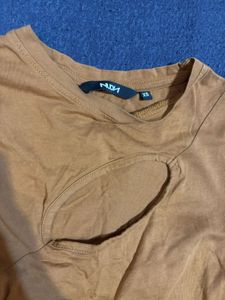 Nuon brown cut-out crop top