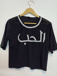 Black MESH Tee with Silver Detail