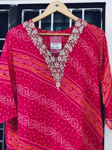 Pink Bandhej 3 pcs Set