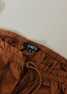 Brown Tie Front Crop Top