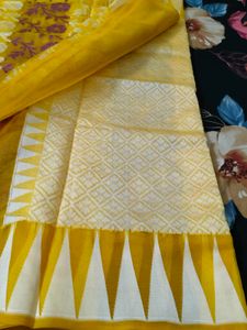 Yellow Saree with Floral Motif
