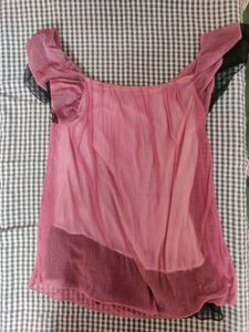 Pink and black layered top