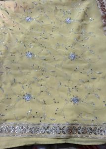 Yellow Embroidered Saree