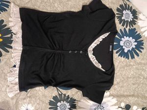 Black Lace Trimmed Cottagecore Top