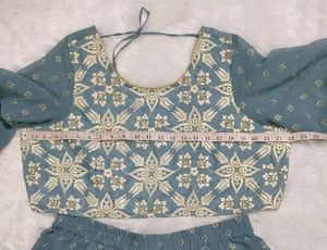 crop top with plazo and drape
