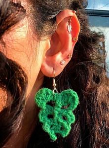 Handmade Crochet Leaf Earrings