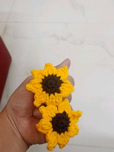 Sunflower Hair Ties - Crochet