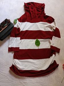 Striped Cowl Neck Tunic