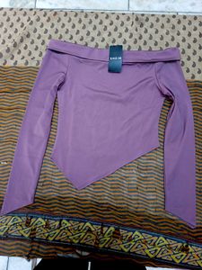 Branded Off-Shoulder Asymmetrical Top