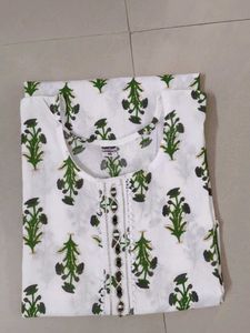 White Cooton Kurtas with mirror and sequence work