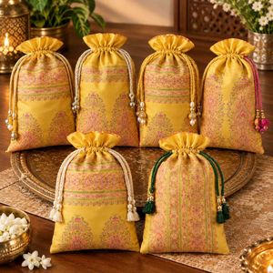 Set of 6 Decorative Pouches / Potlis for Gifting l