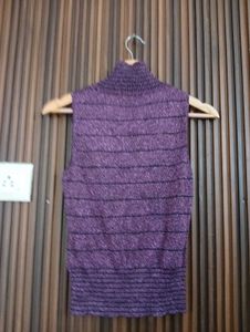 Sparkly Purple Striped Turtleneck Top