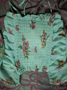 Cute Floral Ruched Crop Top