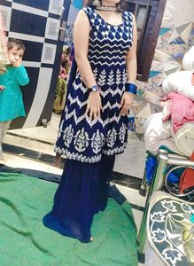 Navy Blue Embroidered Kurta Set
