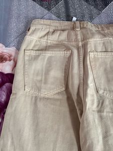 Wide Leg Beige Jeans