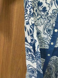 Blue &amp; White Floral Print Button-Down Dress