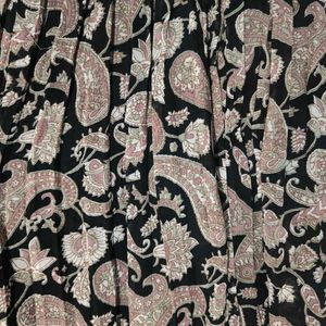 Cute Paisley Print Wide Leg Black Pants