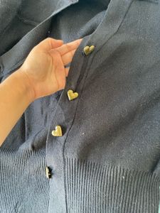 Cute Black Cardigan w/ Gold Hearts