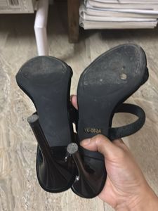 Black Velvet open Heels