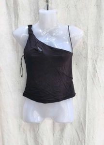 65209. Chic One-Shoulder Black Top