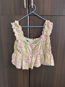 Floral Smocked Crop Top