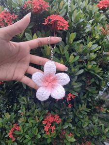 Crochet Plumeria Keychain