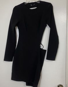 Black Lace-Up Back Mini Dress