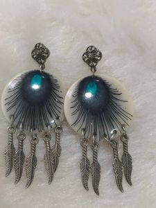 Peacock Feather Dangle Earrings