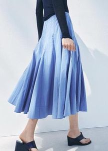 Zara Blue Pleated Midi Skirt