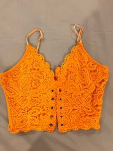 Yellow Lace Bralette with Grommets