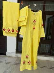 Vibrant Yellow Embroidered Kurta Set
