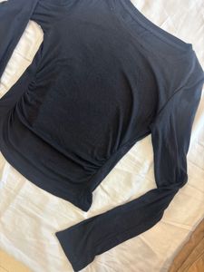 Black Ruched Full Sleeve Top 🖤