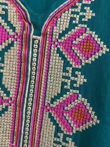 Elegant Teal Kurta with Gold Accents