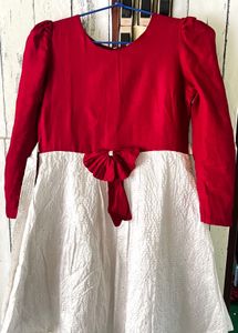 maroon &amp; White Party Dress-Ajio