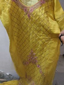 Beautiful Yellow Kurta Set with Embroidery