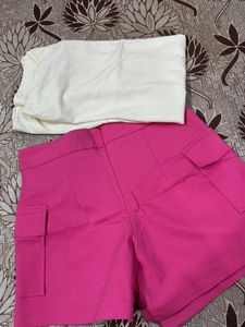 White T-Shirt xL with S Pink Skort