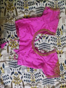 Designer Pink Silk Blouse with Embroidery