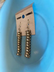 New Silver Crystal Long Dangler Earrings