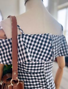 Gingham Off-Shoulder Midi Dress