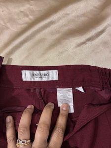 Maroon Wide Leg Trousers