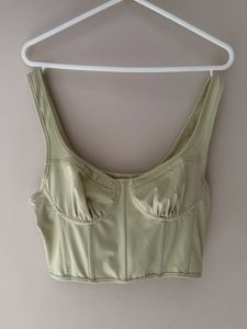 Urbanic Sage Green Corset Crop Top